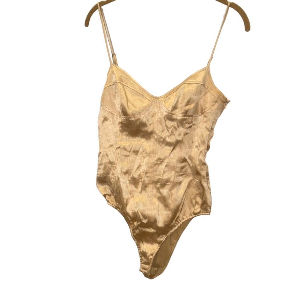 zara shimmery Champagne Beige Swifty Beyonce concert Body suit XS